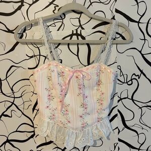 Floral Lace Trim Camisole Top